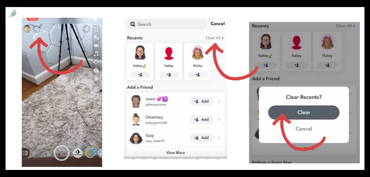 Steps to Delete Recents on Snapchat